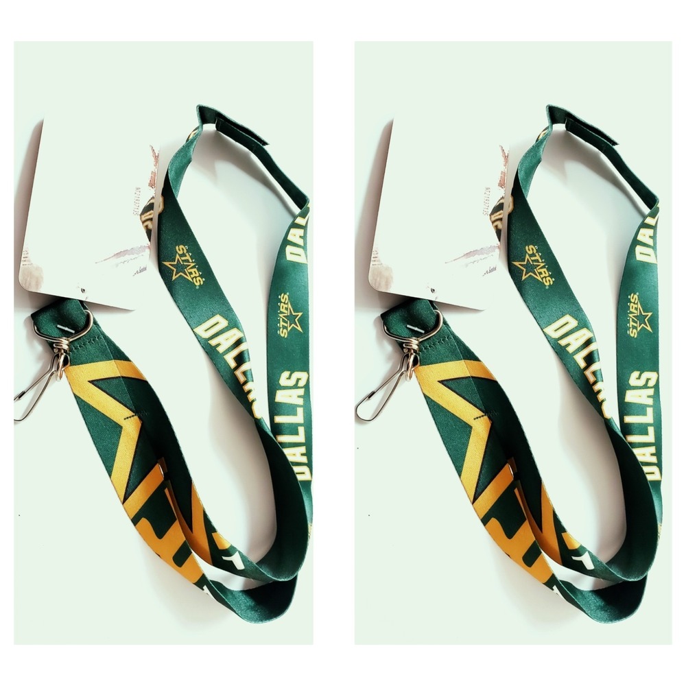 2 Pack Dallas Stars Lanyard Keychain Double Sided With Clip NHL New